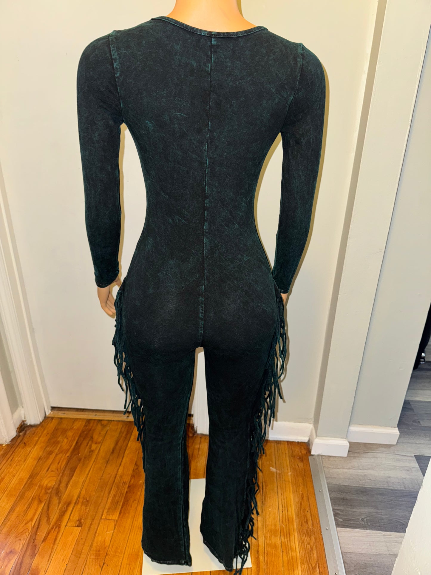 Teal blue Fringe Jumpsuit