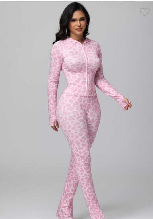 Pink leopard 2 piece set
