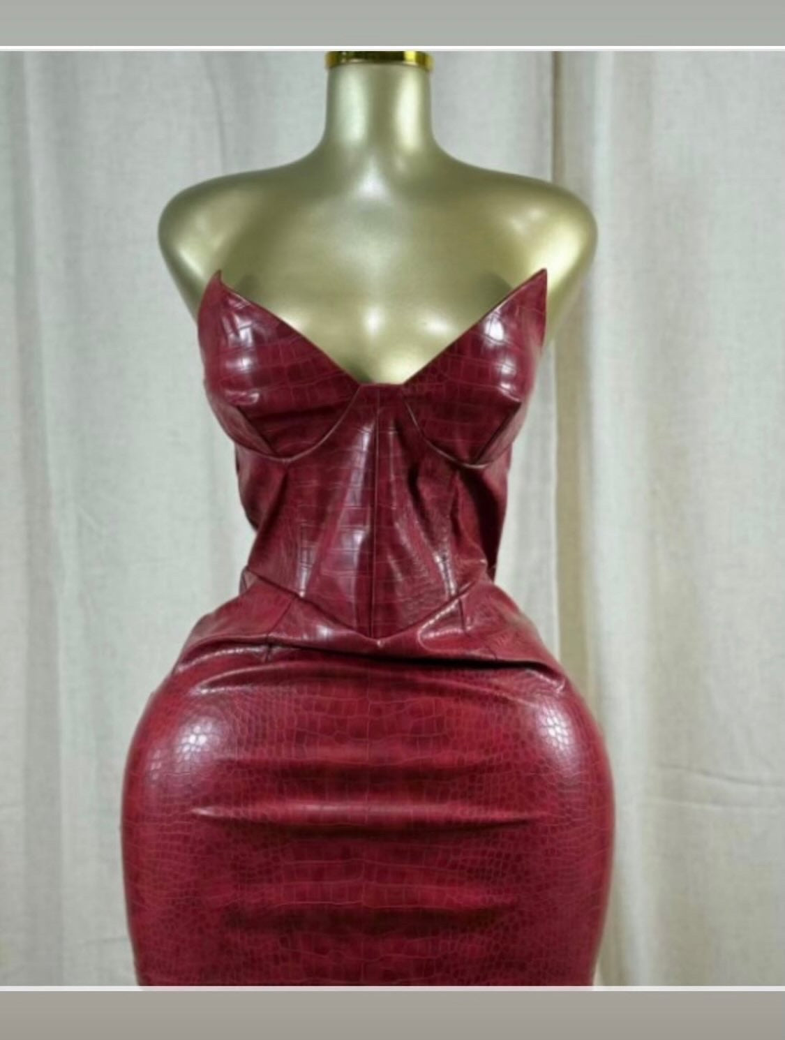 Red Faux leather dress