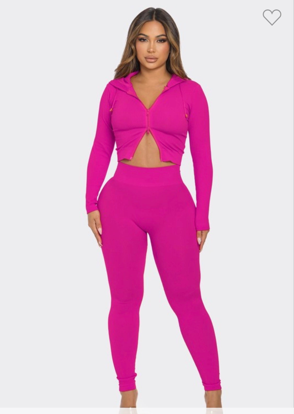 Seamless ribbed 2 piece hoodie set