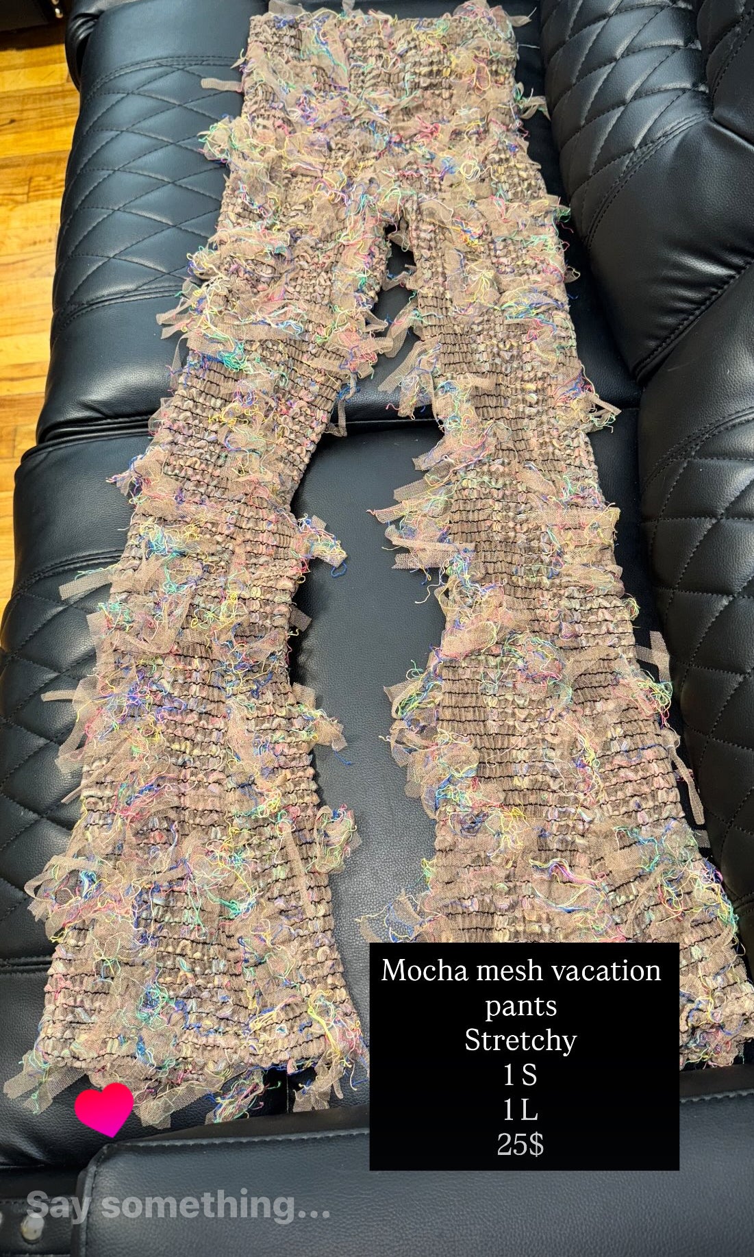 Black mesh vacation pants